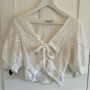 American Eagle Tie Front Lace Blouse